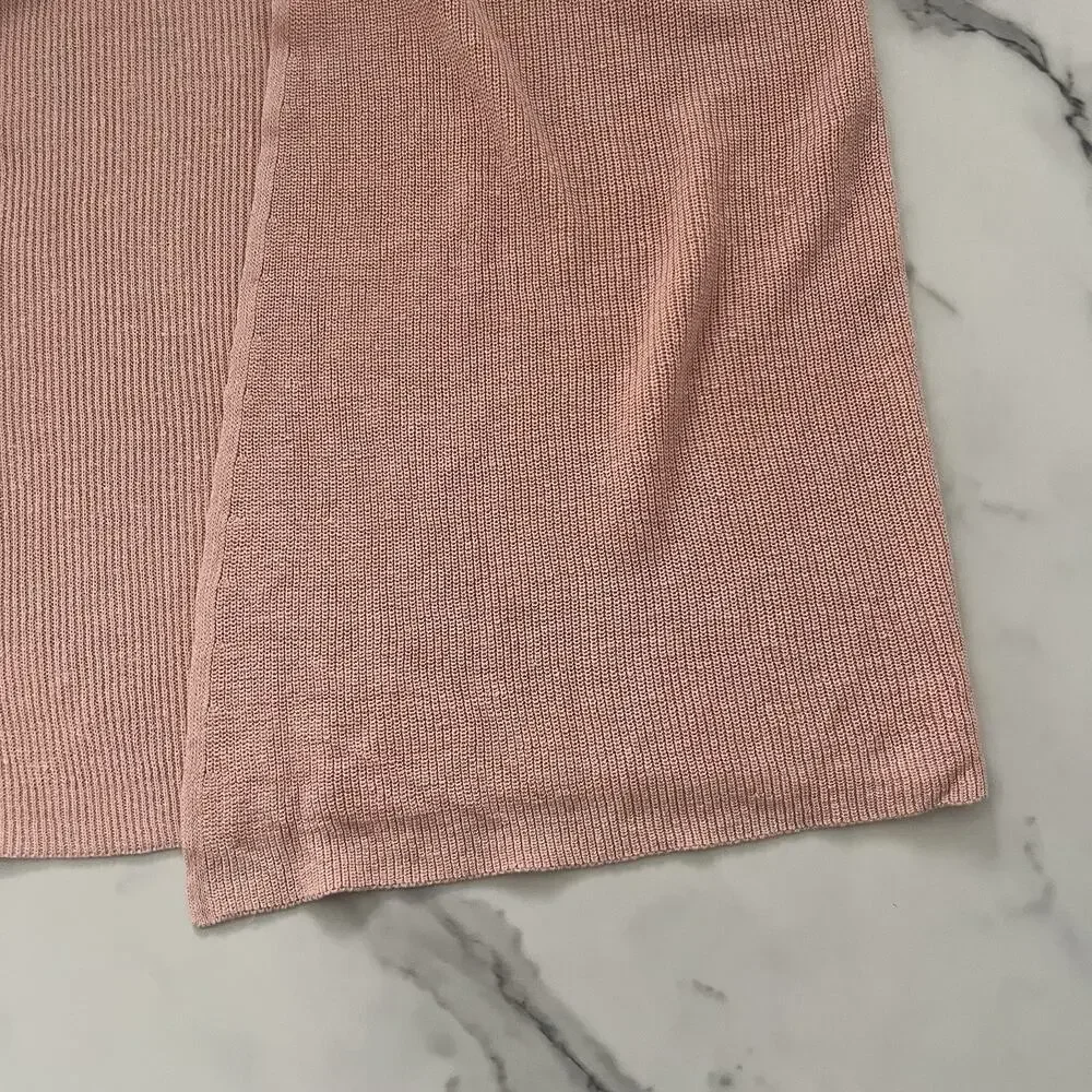 Eileen Fisher Long Organic Linen & Cotton Cardigan Pink Sz M minimalist Coastal - Picture 9 of 11